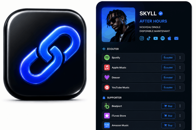 Fanlink pour une sortie musicale : exemple de page multi-plateforme